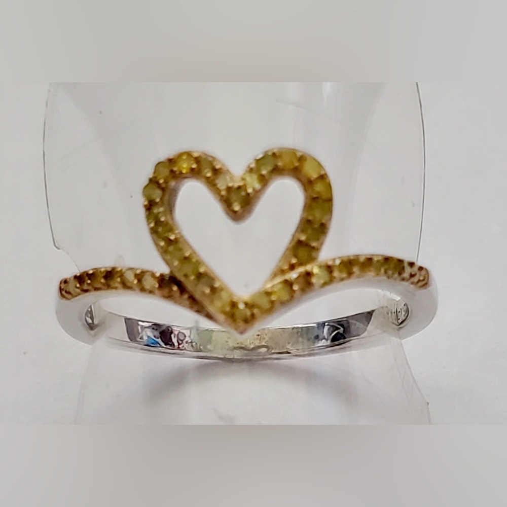 .35ct Natural Yellow Diamond Twisted Heart Ring Size 8